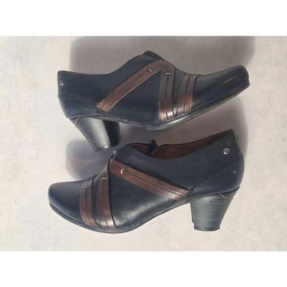 Pikolinos Lille Leather Heeled Pilgrim Bootues w Strap Details Sz. 37 / 6.5-7 - Picture 9 of 13